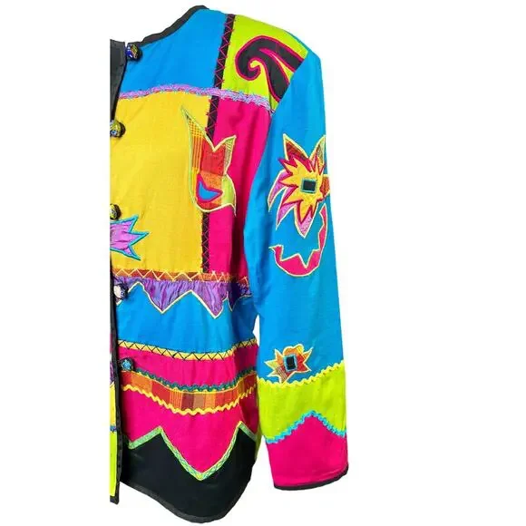 Vintage Draper's & Damon's Womens Size M Embroidered Patchwork Jacket Blazer - Picture 8 of 15